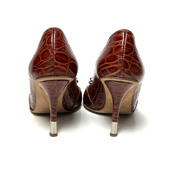 Giuseppe Zanotti Brown Alligator Crystal Embellishments Pumps Heels Shoes 35 - Picture 2 of 12